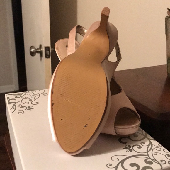 Gold Satin Platform Heels - Picture 6 of 7